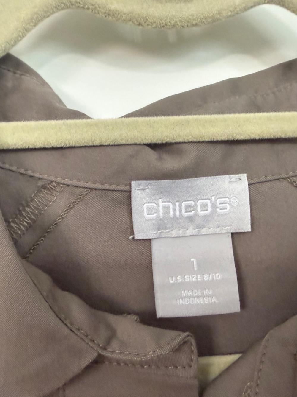 Chico's Taupe Tie Sleeve Shift Dress Size 1 (US Size 10) - Picture 2 of 6
